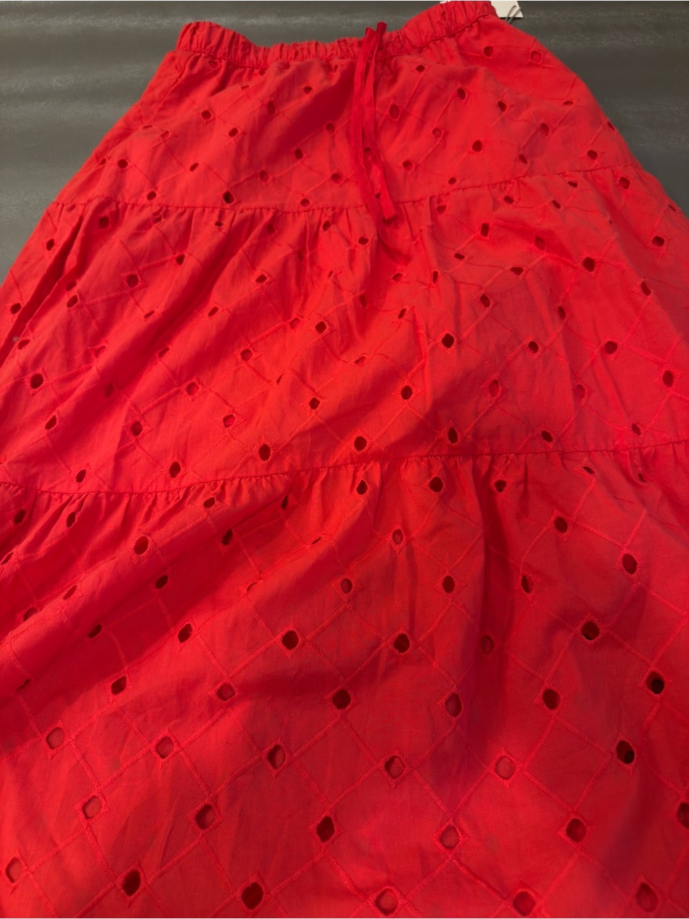 a new day Bright Red Eyelet Tiered A-Line Skirt. Size S